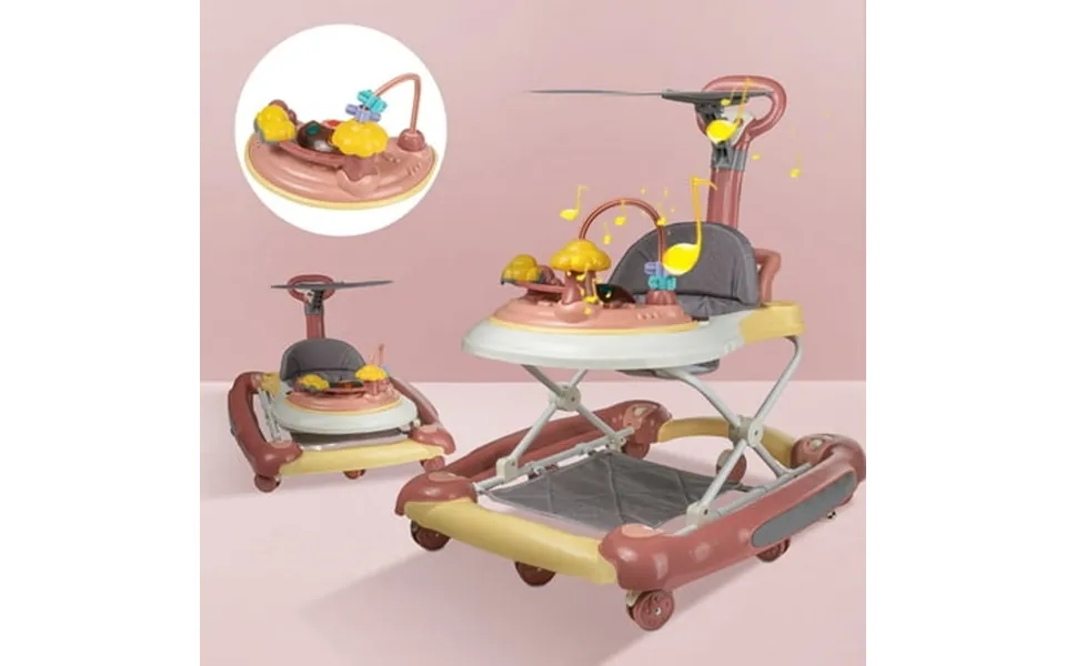 Eonroacoo 5-in-1 Baby Walker With Wheels Infant Toddler Walkers Bouncer For Boys Girls Pink