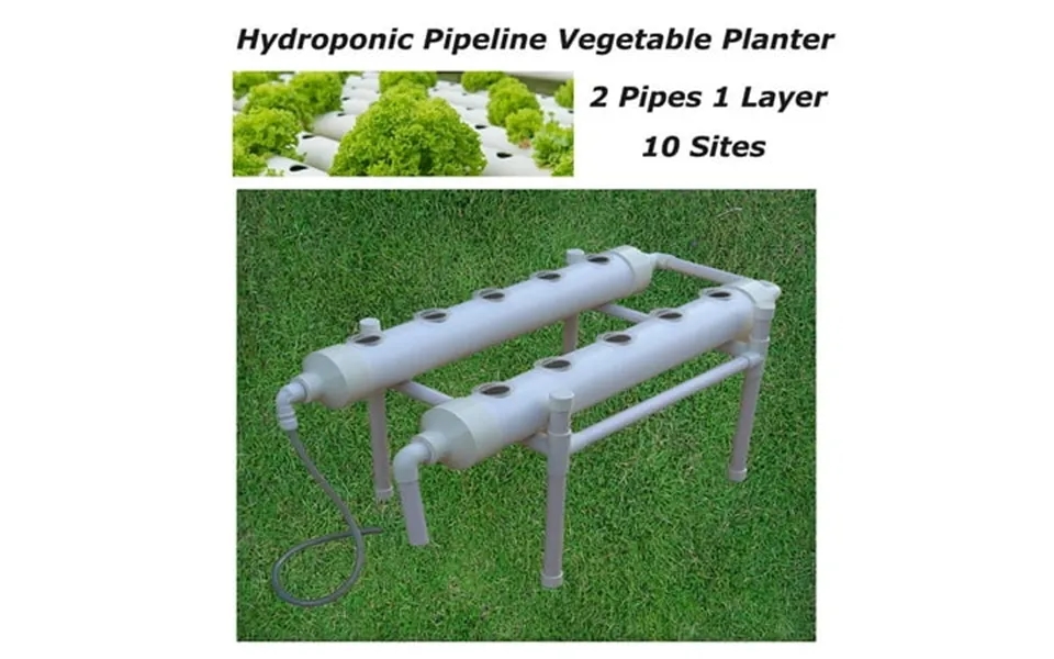 Eqcotwea Hydroponic 10 Plant Site Grow Kit Pipeline Vegetable Planter Pvc