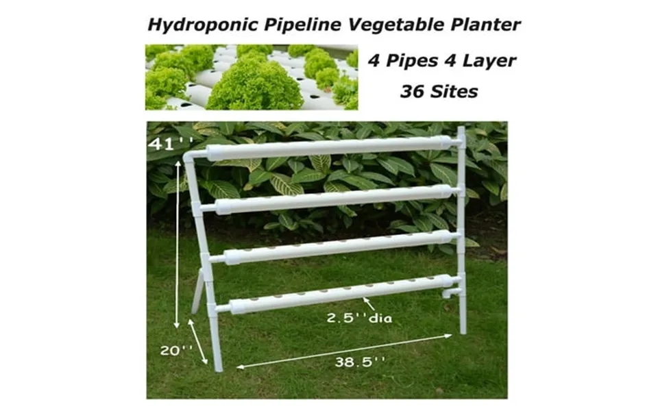 Eqcotwea Hydroponic 36 Plant Site Grow Kit Single Sided Pipeline Vegetable Planter Pvc