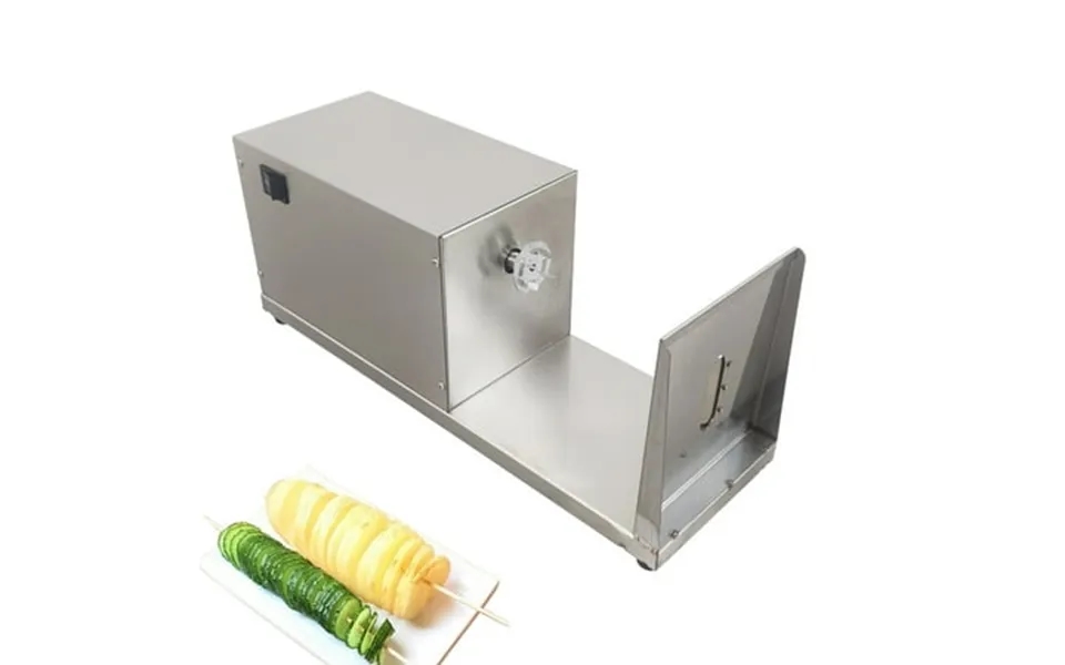Eqcotwea Spiral Auto Cutting Potato Chip Machine Vegetable Potato Tower Slicer Stainless Steel