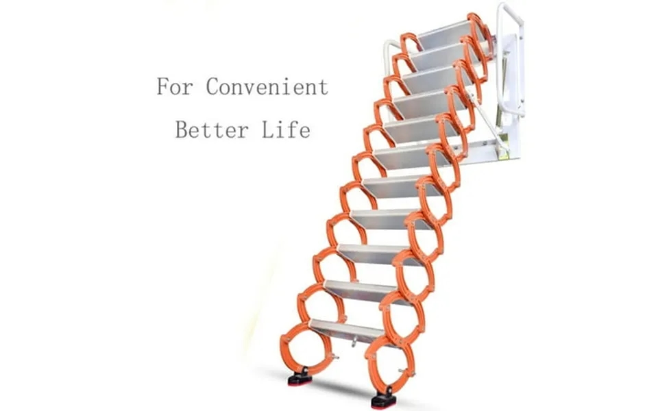 Eqcotwea Telescopic Folding Ladder Loft Duplex Stair Wall Mounted Orange 9