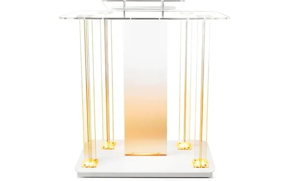 Esheno Acrylic Church Pulpit With Wheels 46 Inch 15 Colors Rgb Led Lights Mobile Podium Stand With Dust Cover For Church