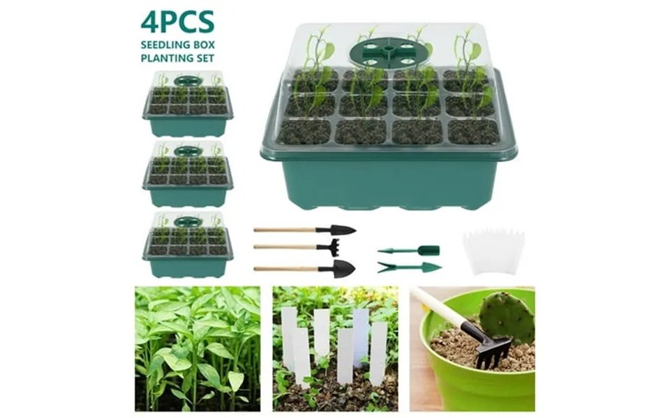 Eummy 12 Cells Seedling Starter Tray Breathable Stackable Plant Grow Germination Nursery Pots With Drainage Hole Gardeni