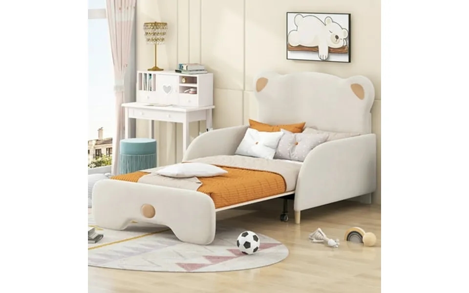 Euroco Upholstered Twin Xl Platform Bed Cartoon Bear Shaped Stretchable Sofa Bed For Kids And Toddler Adjustable Armchai