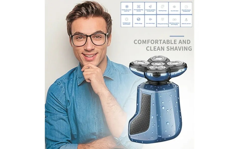 Exaxta Detachable Head Shavers 5-in-1 Electric Razor Ipx7 Waterproof For Bald Men Wet Dry Led Display Rechargeable Rotar