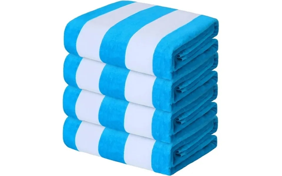 Exclusivo Mezcla 4-pack Cotton Large Cabana Stripe Beach Towels Super Absorbent Soft Plush Pool Towel Bath Towel Blue 30