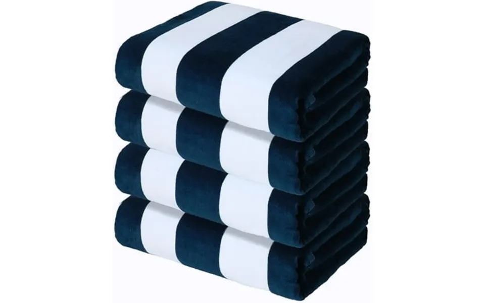 Exclusivo Mezcla 4-pack Cotton Large Cabana Stripe Beach Towels Super Absorbent Soft Plush Pool Towel Bath Towel Dark Na