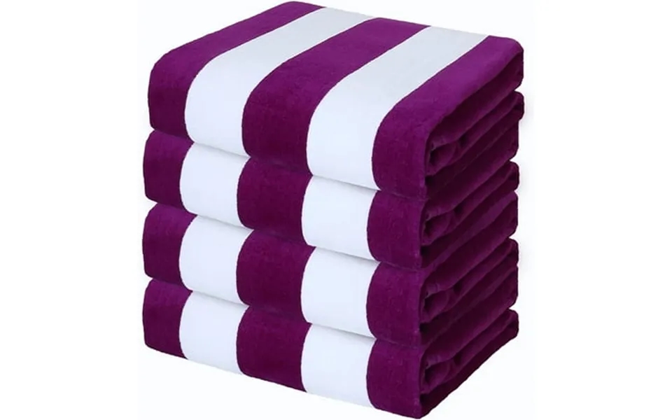 Exclusivo Mezcla 4-pack Cotton Large Cabana Stripe Beach Towels Super Absorbent Soft Plush Pool Towel Bath Towel Purple
