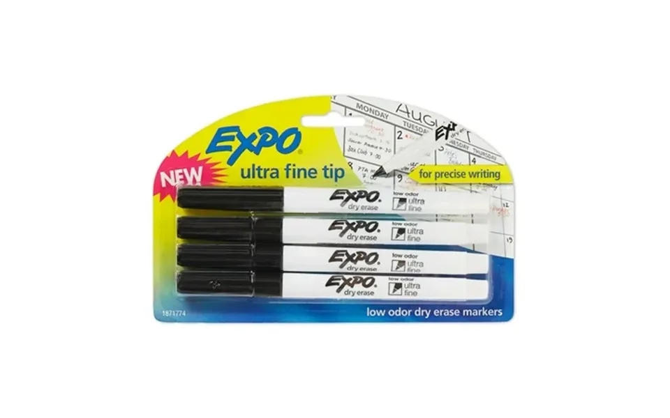 Expo Low-odor Dry Erase Markers Ultra-fine Tip Black 4 Count