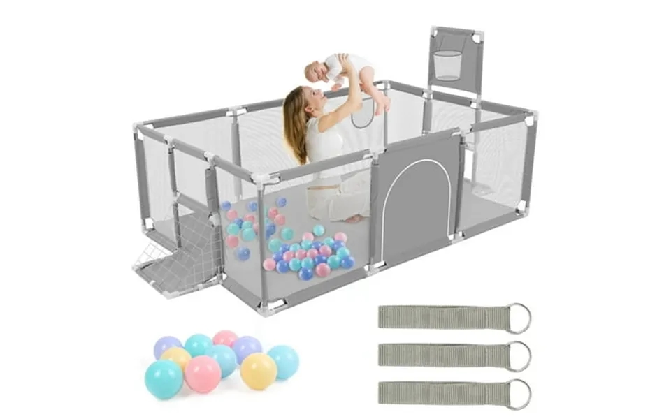Extra Large Playpen For Toddlers 71 Inch Baby Playpen With Basketball Hoop No Gap Kids Playpen Fence Play Area With Door