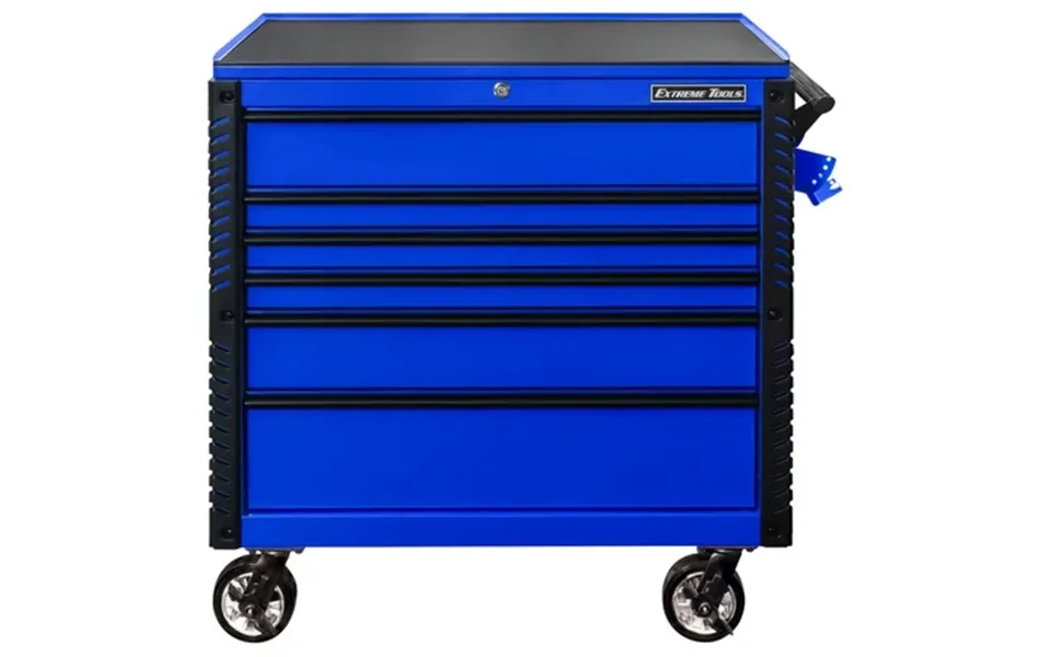 Extreme Tools Ex Professional Series 41 Inch 6 Drawer Open Top Tool Cart With Pvc-coated Work Surface - Blue With Black