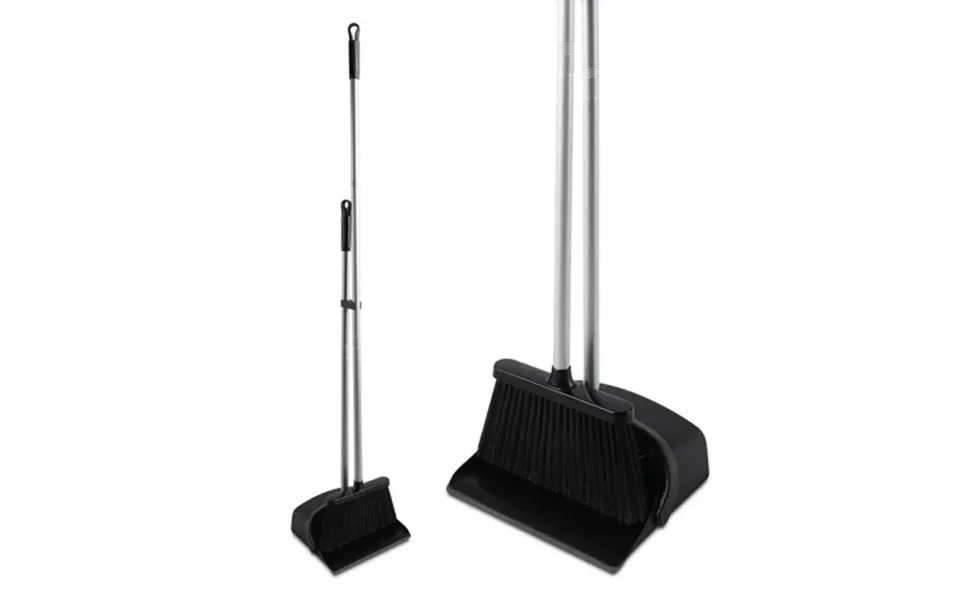 Eyliden Lobby Dustpan Set With 52 Long Handle Broom And Dustpan Stand Up Black