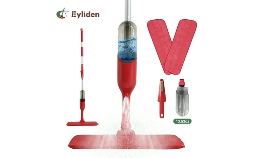 Eyliden Spray Wet Mop With 2 Microfiber Mop Pads For Wood Tile Marble Floor Cleaning Red
