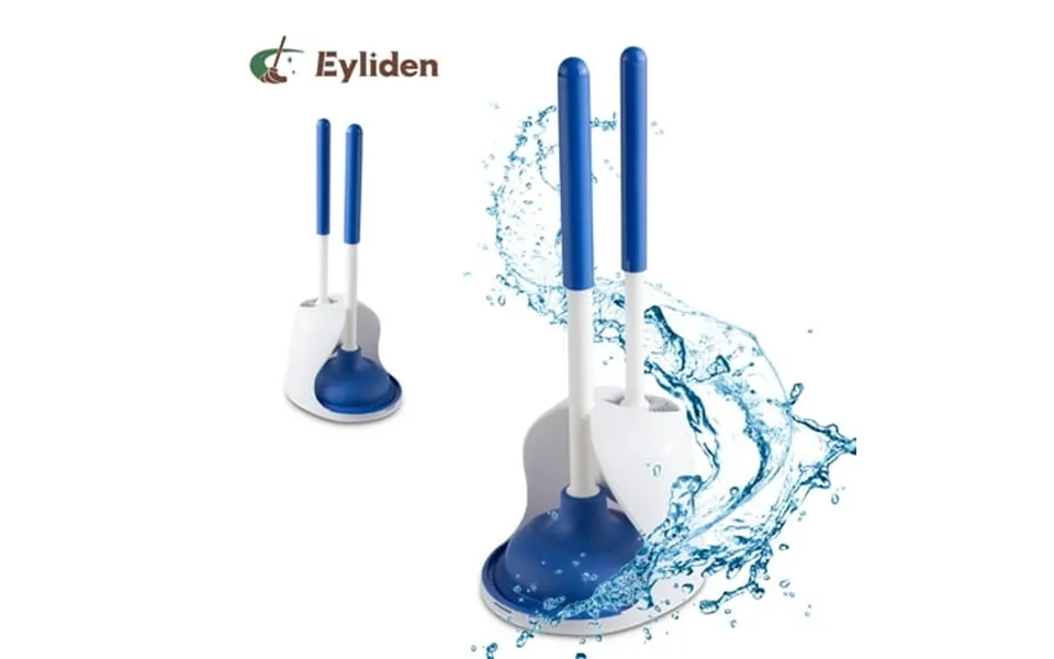 Eyliden Toilet Brush And Plunger Set For Toilet Cleaning Brush With Base Blue 2 Count