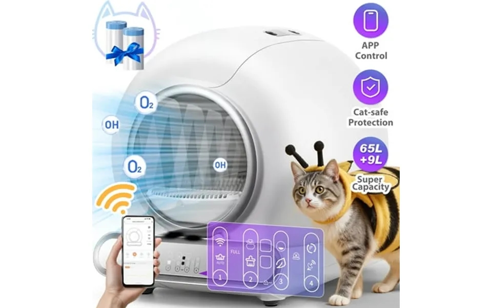 Faayfian Self Cleaning Cat Litter Box 65 9l Large Capacity Ultra Low 5