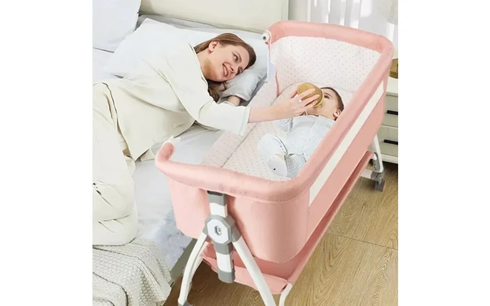 Facnoatihn Baby Bassinet 5-in-1 Infant Bedside Crib With Changing Table And Locked Wheel Adjustable Height For 0-24 Mont