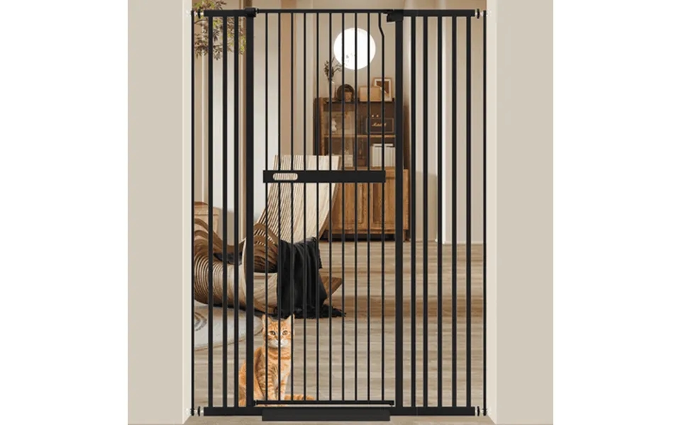 Fairy Baby 70.8 Extra Tall Pet Cat Gate 29.99-45.62 Wide Pressure Mounted Walk Through Black Metal