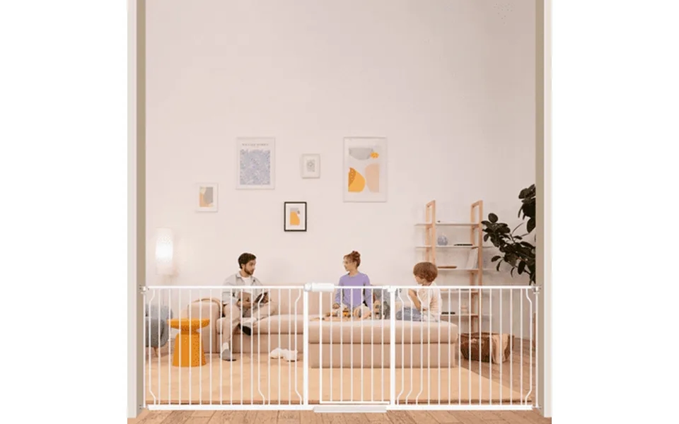 Fairy Baby 94.9-104.9 Extra Wide Baby Safety Gate Walk Thru White Metal Gate