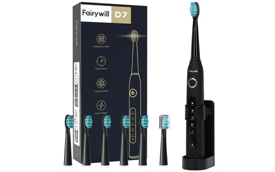 Fairywill Sonic Electric Toothbrush Power Toothbrushes With 6 Rechargeable Brush Heads Ipx7 Waterproof 5modes 30days Bat