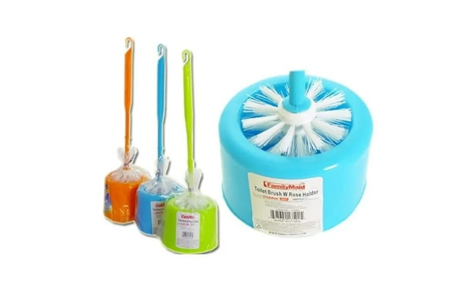 Familymaid 17501 Green Blue & Pink White Toilet Brush With Rose Holder - Pack Of 48