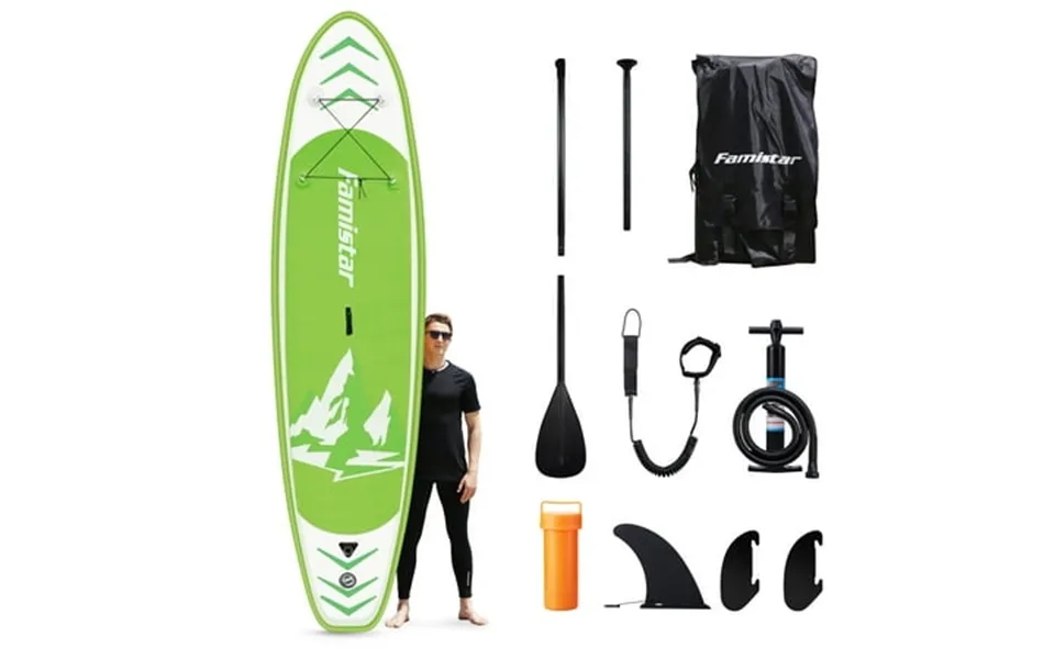 Famistar 12 Inflatable Stand Up Paddle Board Sup W 3 Fins Adjustable Paddle Pump & Carrying Backpack