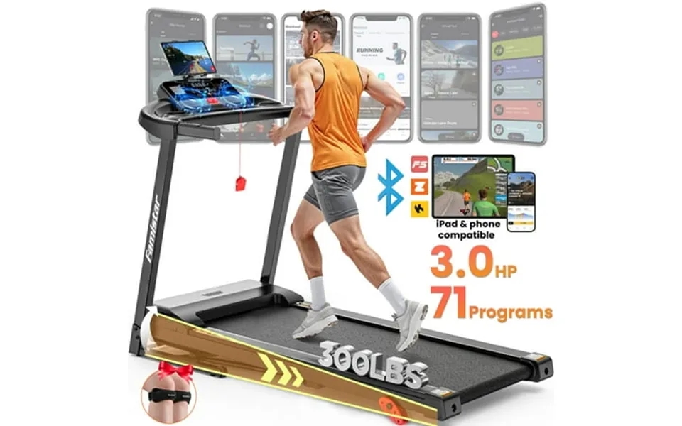 Famistar 3.0hp Folding Treadmill For Home W App Control 300lbs Capacity Adjustable Incline 64 3 3 1 Programs Bluetooth S