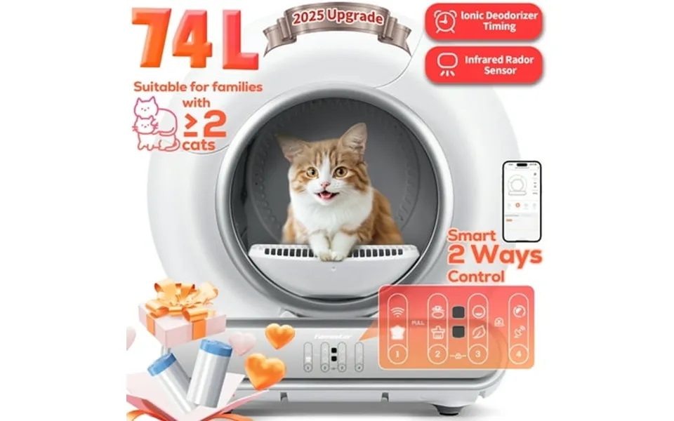 Famistar Self Cleaning Cat Litter Box Automatic Cat Litter Box With App Control 65 9l Large Capacity All-round Safety Pr