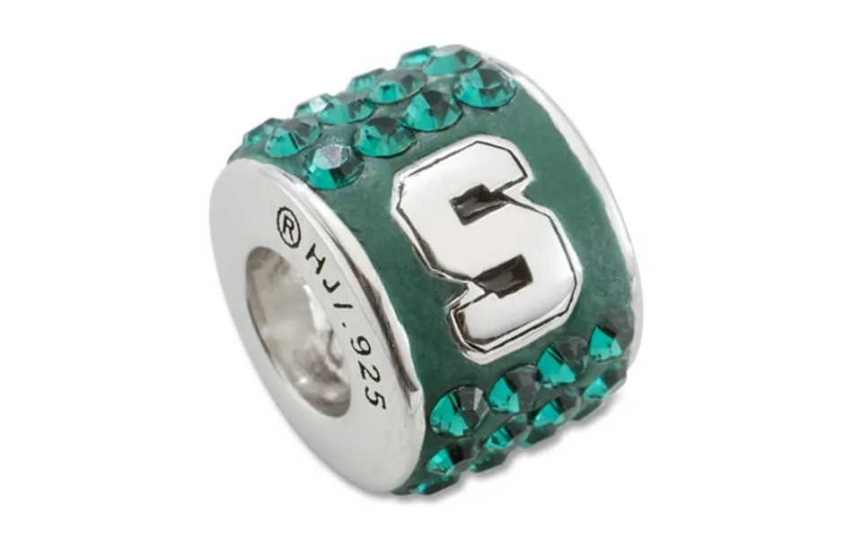 Fancy Bead White Sterling Silver Michigan Ncaa State University
