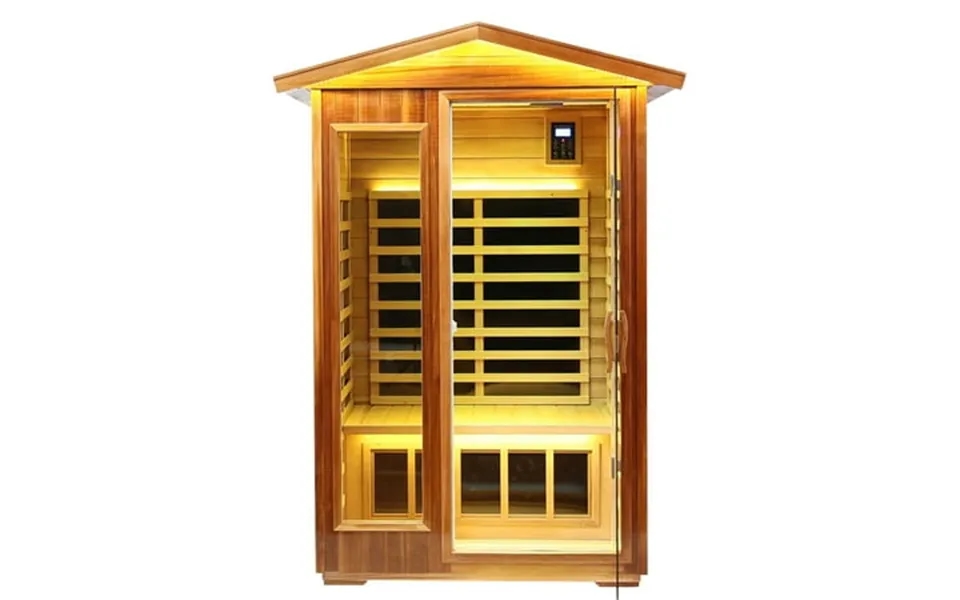 Far- Infrared Sauna For Home Spa 1300w Full Size 2 Person Sauna Wooden Handler For Air Clothes Intelligent Control Panel