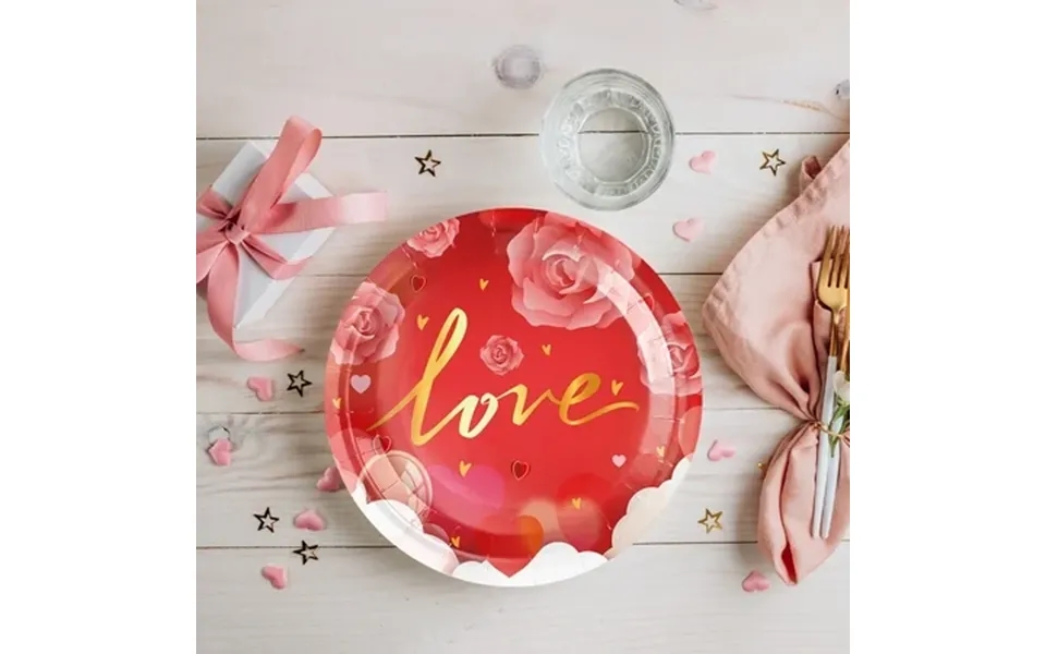 Fasiaou Disposable Painted Paper Plates For Valentine S Day Parties Water Proof Oil Draining Thickened Sturdy Based Pulp