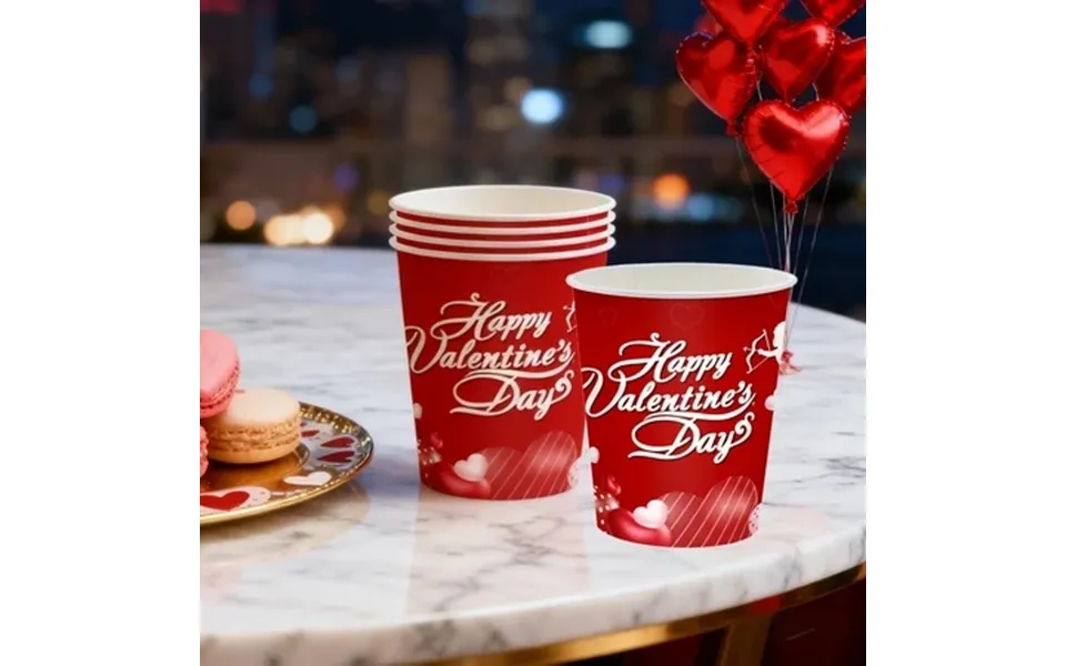Fasiaou Disposable Paper Cups Festive Red Valentines S Day Designs - Durables Drinking Cups Suitable For Various Beverag