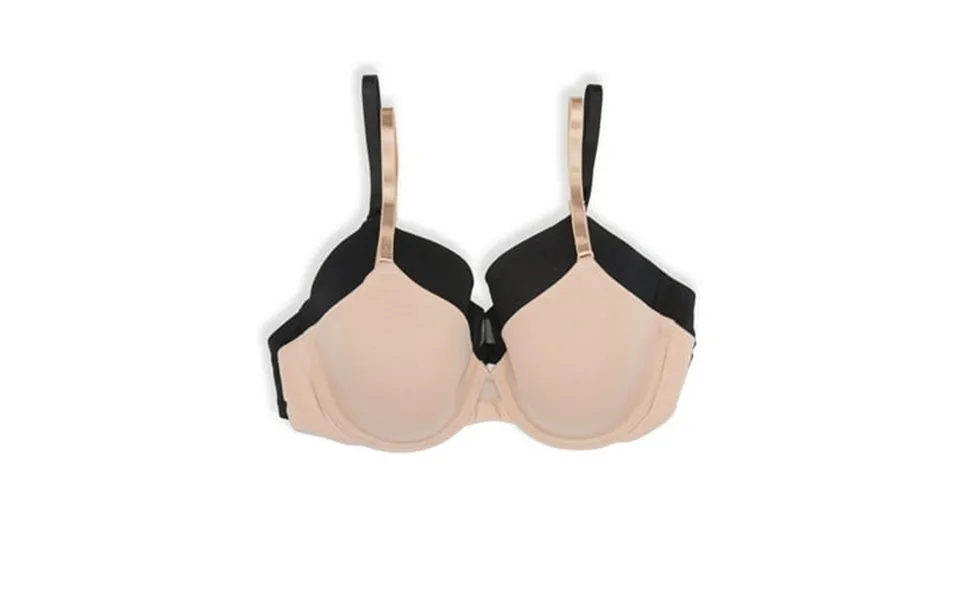 Felina So Smooth Modal Everyday Demi T-shirt Bra Lightly Padded 2-pack Black Warm Neutral 32d