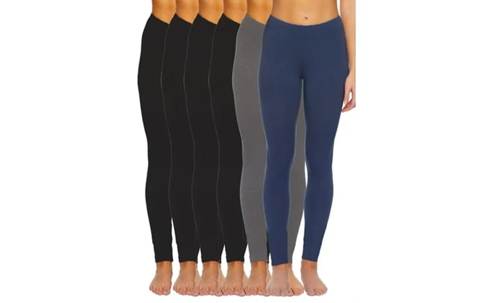 Felina Velvety Soft Lightweight Leggings Moisture Wicking Yoga 6 Pack Black Heather Grey Navy Large
