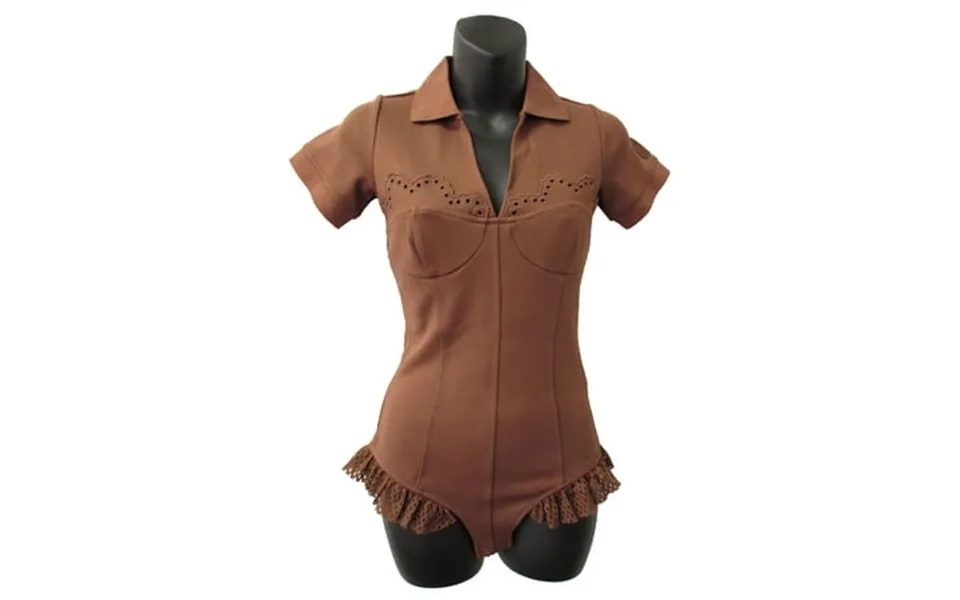 Fenty Puma By Rihanna Womens Polo Collar Bodysuit Shirt Friar Brown L