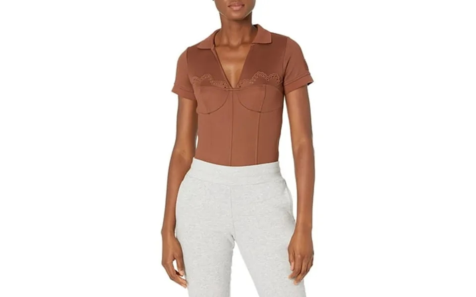 Fenty Puma By Rihanna Womens Polo Collar Bodysuit Shirt Olive Branch S