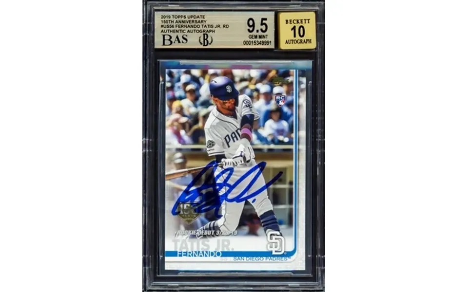Fernando Tatis Jr. Autographed 2019 Topps Update 150th Anniversary Rookie Card Us56 San Diego Padres Bgs 9