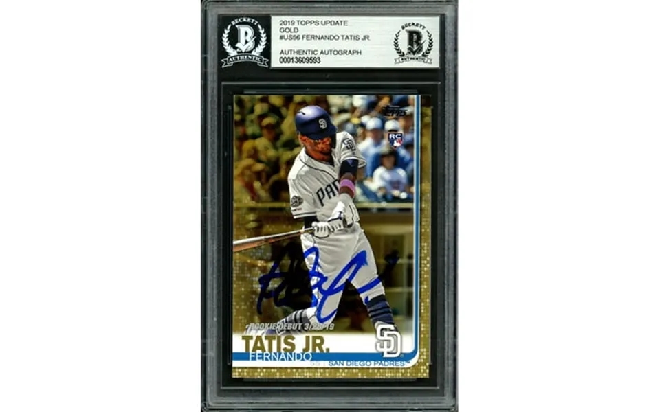 Fernando Tatis Jr. Autographed 2019 Topps Update Gold Rookie Card Us56 San Diego Padres 1641 2019 Smudged Beckett Bas 13