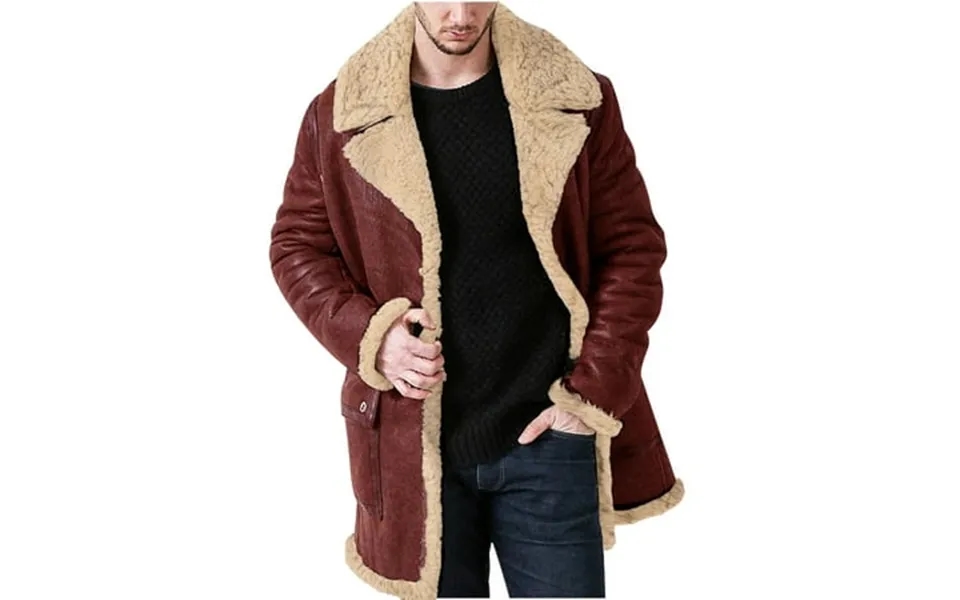 Fesfesfes Fleece Lined Jacket Men S Leather Jacket Fashion Lapel Collar Winter Warm Motorcycle Fleece Leather Jacket Lon