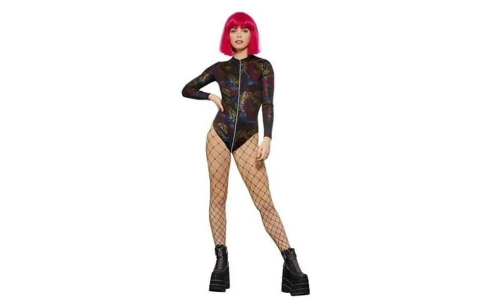 Fever Miss Whiplash Rainbow Print Bodysuit Costume Accessories Small Female Adult Black Fancy Dress Party Book Week Hall