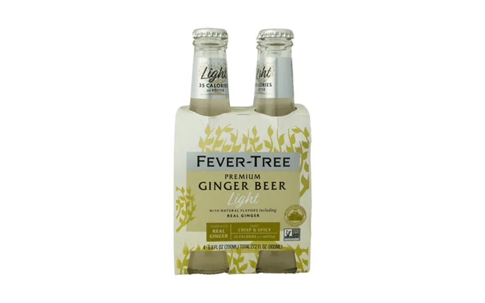 Fever-tree Light Ginger Beer Cocktail Mixer 4 Count 6.8 Fl Oz Shelf Stable Glass Bottle
