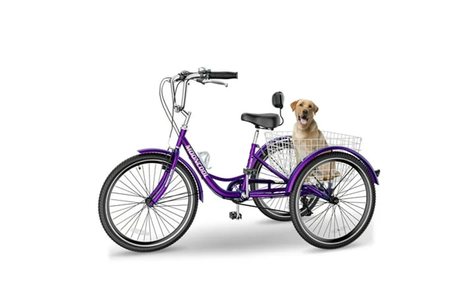 Ficisog 7 Speed Adult Tricycle For Men 20 24 26 Inch Adult Trike With Basket 3 Wheel Bikes For Adults Seniors Cruise Tri