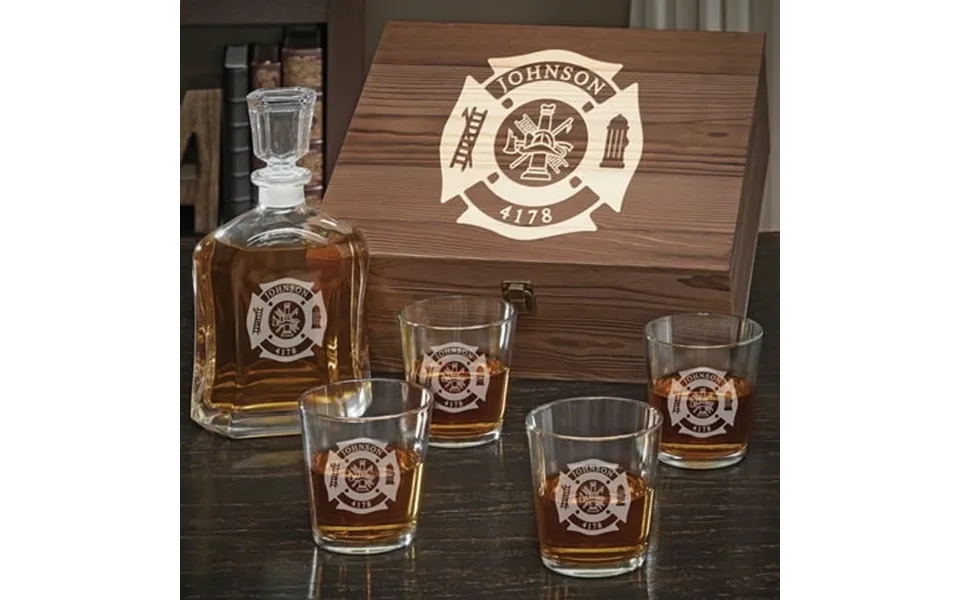 Fire And Rescue Personalized Argos Whiskey Decanter Set With On The Rocks Glasses