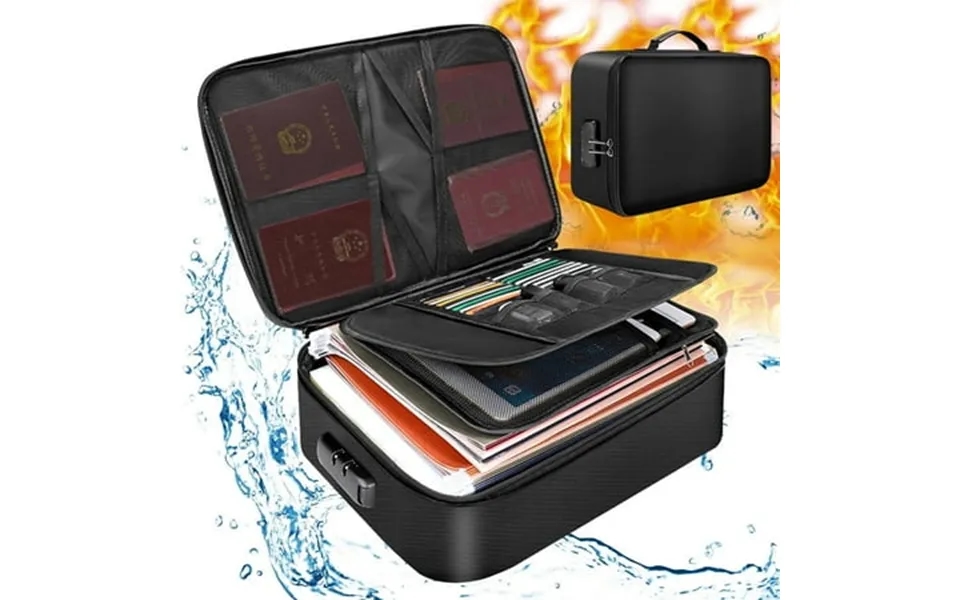 Fireproof Document Bag With Lock Zipper Closure Fire & Water Resistant Money Bag Storage Pouch Organizer Case Home Offic