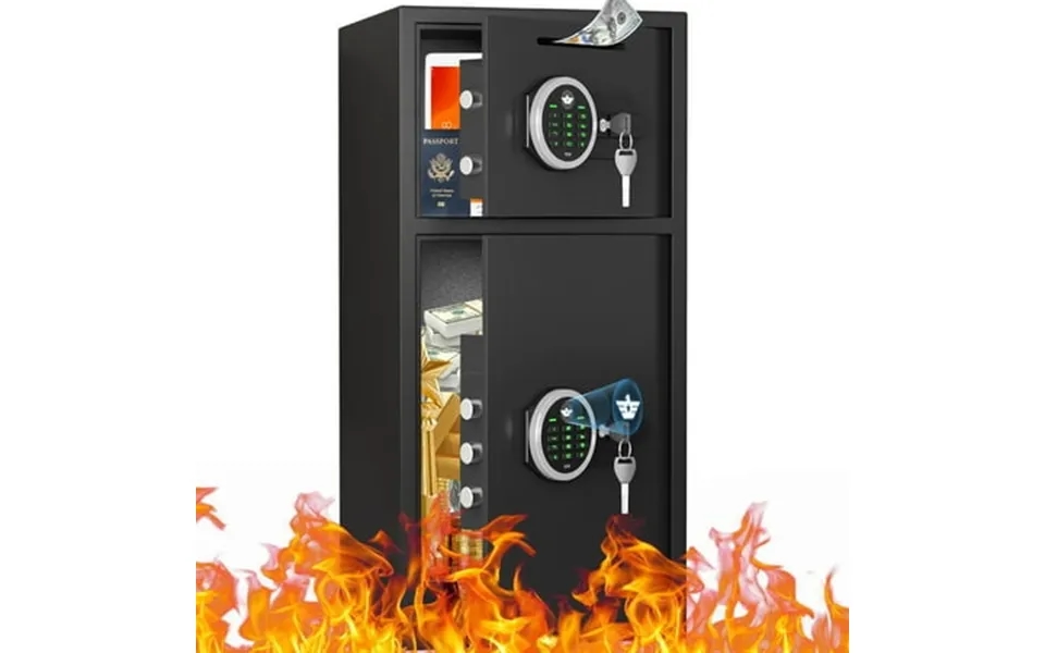 Fireproof Safe Box 7.0 Cub Heavy Duty Large Safe With Dual Alarm System Home Safe With Deposit Slot And Backlit Keyboard