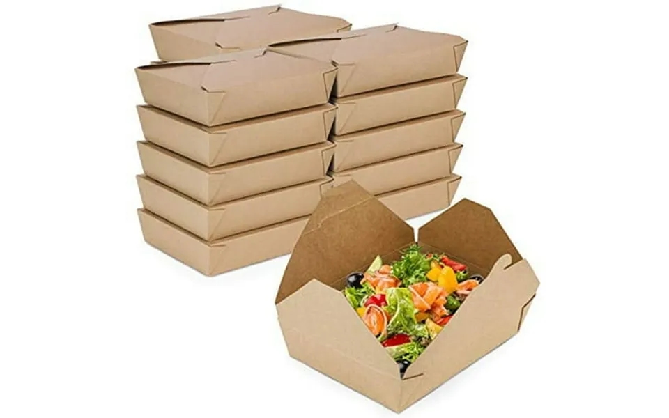 Fit Meal Prep 50 Pack 54 Oz Disposable Take Out Containers Microwaveable Kraft Paper To Go Boxes