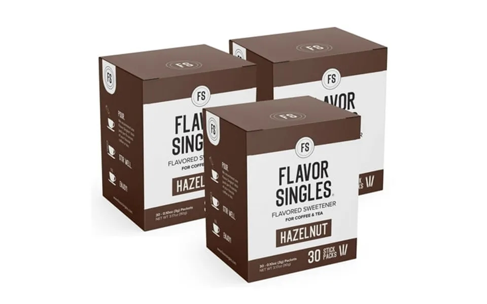 Flavor Singles Hazelnut Powdered Sweetener Packets For Coffee & Tea Travel Ready Single-serve Syrup Alternative 30 Count