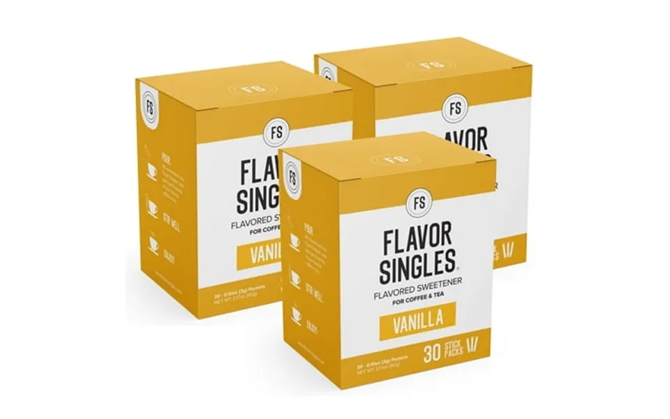 Flavor Singles Vanilla Powdered Sweetener Packets For Coffee & Tea Travel Ready Single-serve Syrup Alternative 30 Count