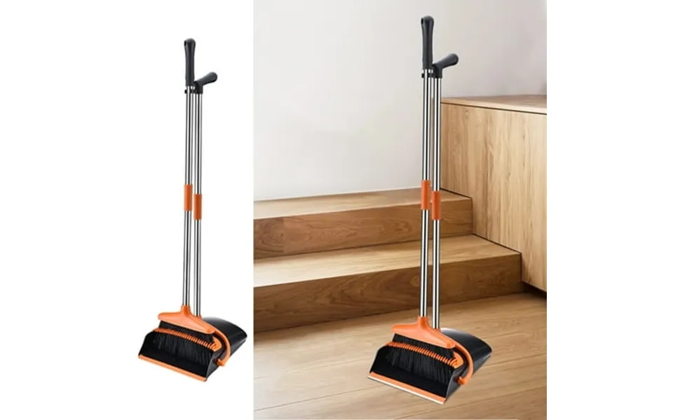 Fnyoxu Magnetic Broom And Dustpan Set Self-cleaning Scraper Teeth Stand-up Storage Adjustable 6-section Pole Lightweight
