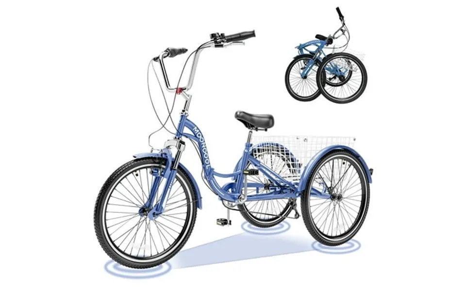Folding Adults Tricycles 24 26in Foldable Trike 7 Speed 2-wall Wheel Rims Large Basket For Shopping Picnics Exercise Out