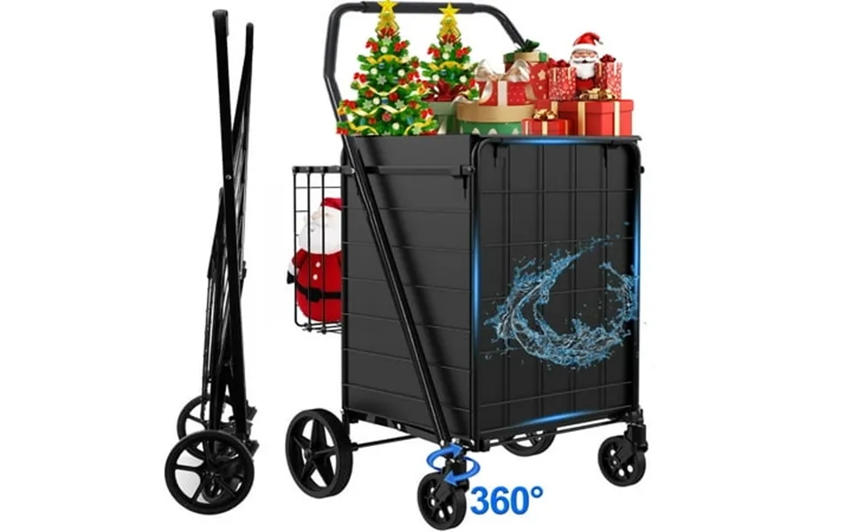 Folding Shopping Cart Heavy Duty Grocery Cart With Removable Basket 360 Rolling Laundry Cart & Lightweight Trolley For S